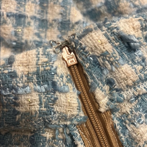 Blue and Cream Tweed Skirt - Picture 5 of 8